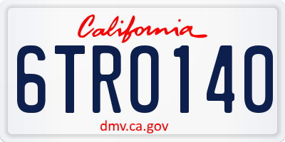CA license plate 6TRO140