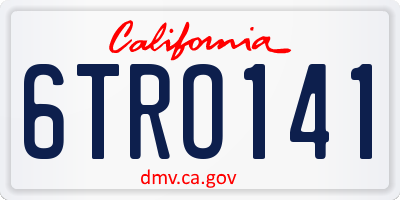 CA license plate 6TRO141