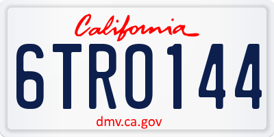 CA license plate 6TRO144