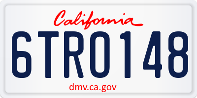 CA license plate 6TRO148