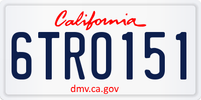 CA license plate 6TRO151