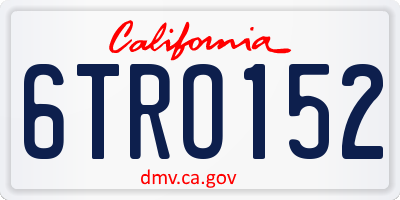 CA license plate 6TRO152