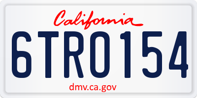 CA license plate 6TRO154