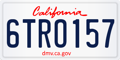 CA license plate 6TRO157