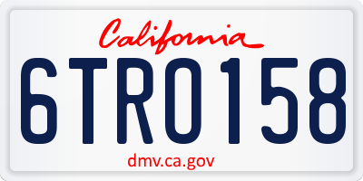 CA license plate 6TRO158