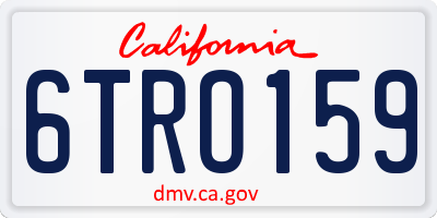 CA license plate 6TRO159