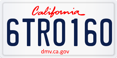 CA license plate 6TRO160