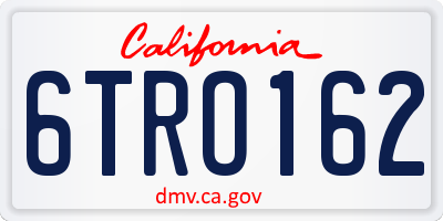 CA license plate 6TRO162