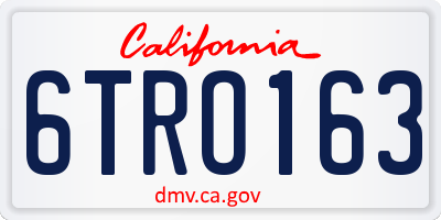 CA license plate 6TRO163