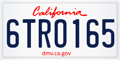CA license plate 6TRO165