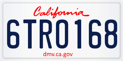 CA license plate 6TRO168