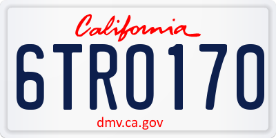 CA license plate 6TRO170