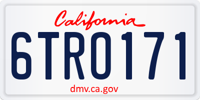 CA license plate 6TRO171