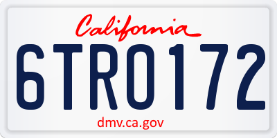 CA license plate 6TRO172