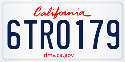CA license plate 6TRO179