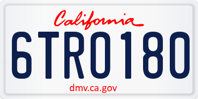 CA license plate 6TRO180