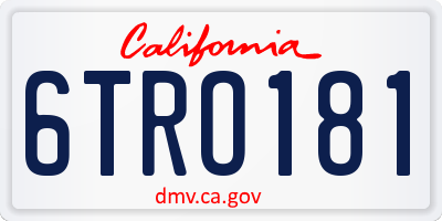 CA license plate 6TRO181