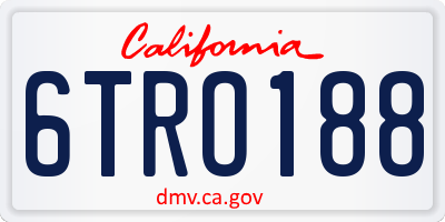 CA license plate 6TRO188
