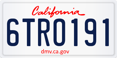 CA license plate 6TRO191