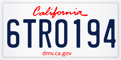 CA license plate 6TRO194