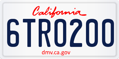 CA license plate 6TRO200