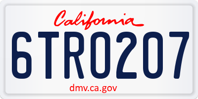 CA license plate 6TRO207