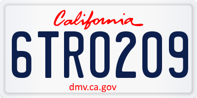 CA license plate 6TRO209