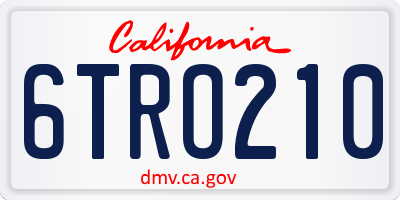 CA license plate 6TRO210