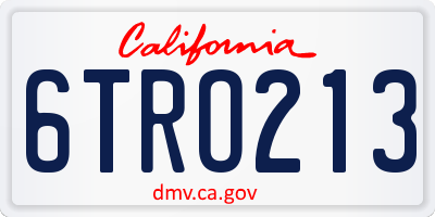 CA license plate 6TRO213