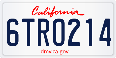 CA license plate 6TRO214
