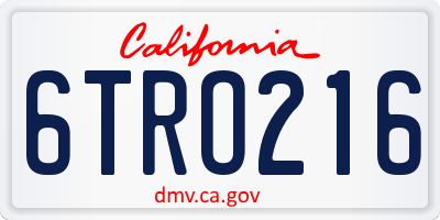 CA license plate 6TRO216