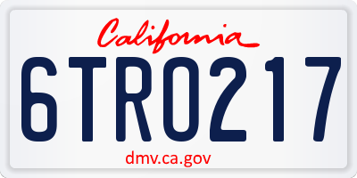 CA license plate 6TRO217