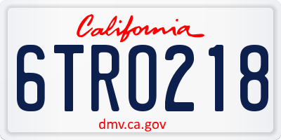 CA license plate 6TRO218