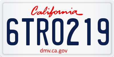 CA license plate 6TRO219