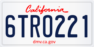 CA license plate 6TRO221