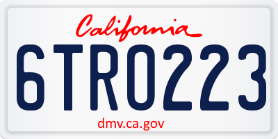 CA license plate 6TRO223