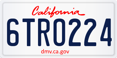 CA license plate 6TRO224