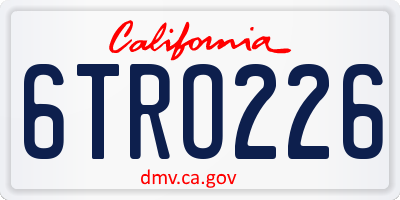 CA license plate 6TRO226