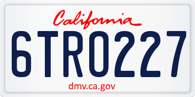 CA license plate 6TRO227