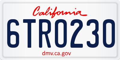 CA license plate 6TRO230