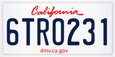 CA license plate 6TRO231