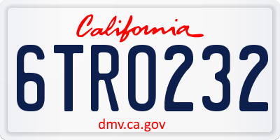 CA license plate 6TRO232