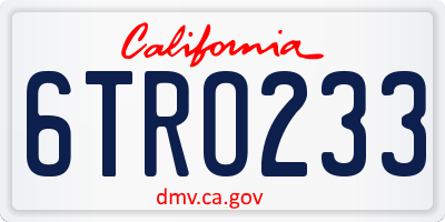 CA license plate 6TRO233