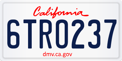 CA license plate 6TRO237