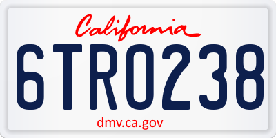 CA license plate 6TRO238