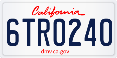 CA license plate 6TRO240
