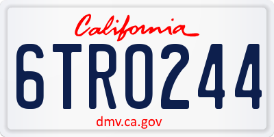 CA license plate 6TRO244