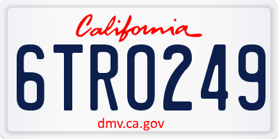 CA license plate 6TRO249