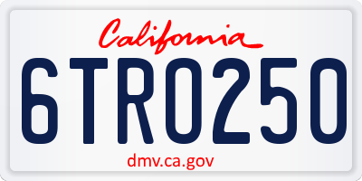 CA license plate 6TRO250