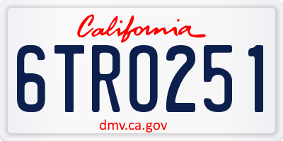 CA license plate 6TRO251